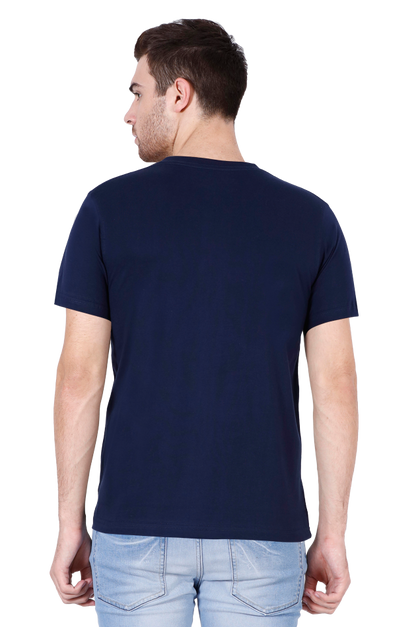 Men's V-Neck Half Sleeve T-Shirt – Navy Blue | 100% Cotton Apparel Size(S,M,L,XL)