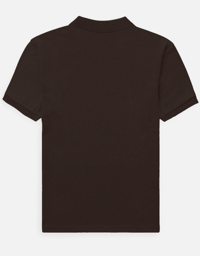 Coffee brown polo shirt, back view
