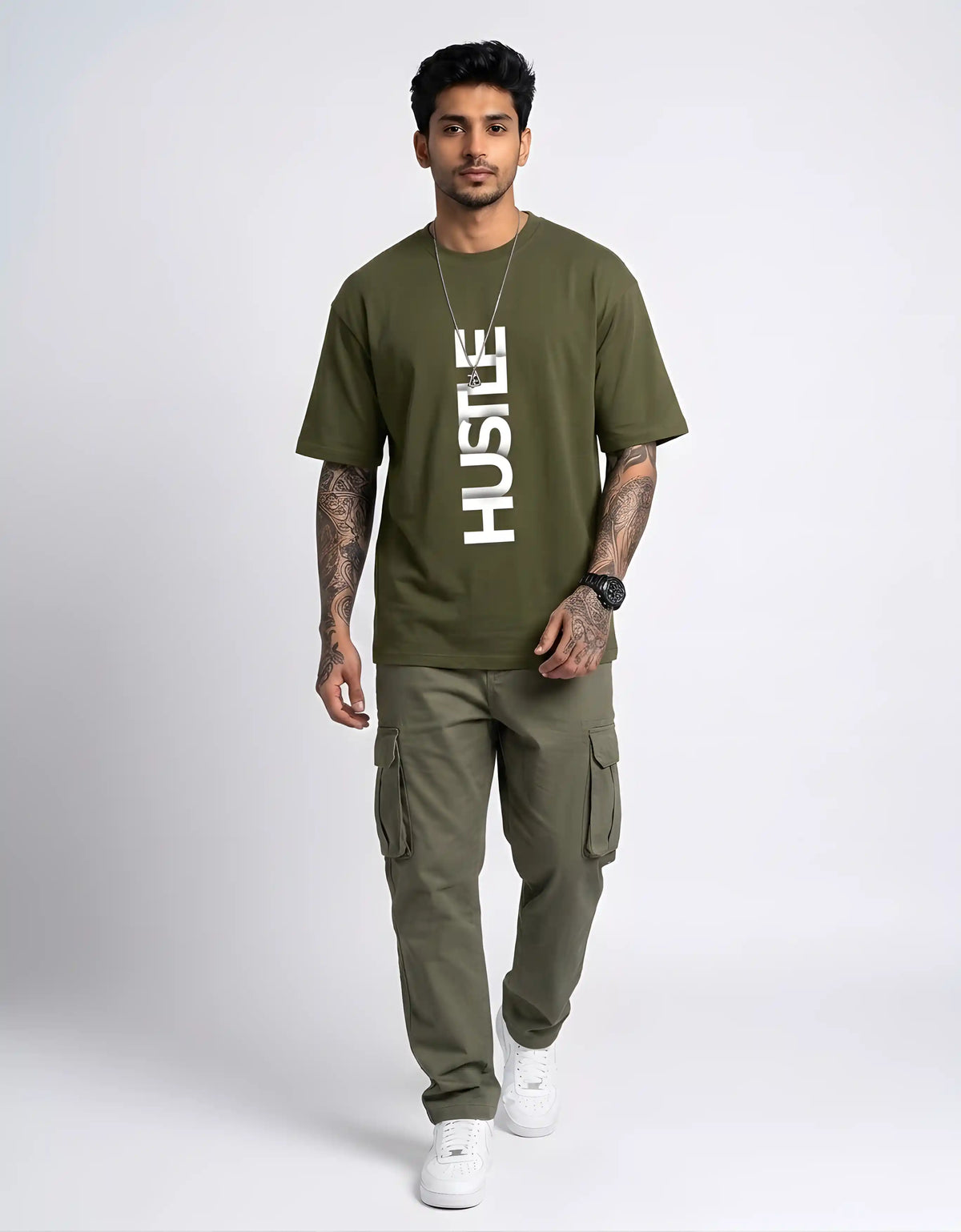 HUSTLE Front - Unisex Oversized T-Shirt